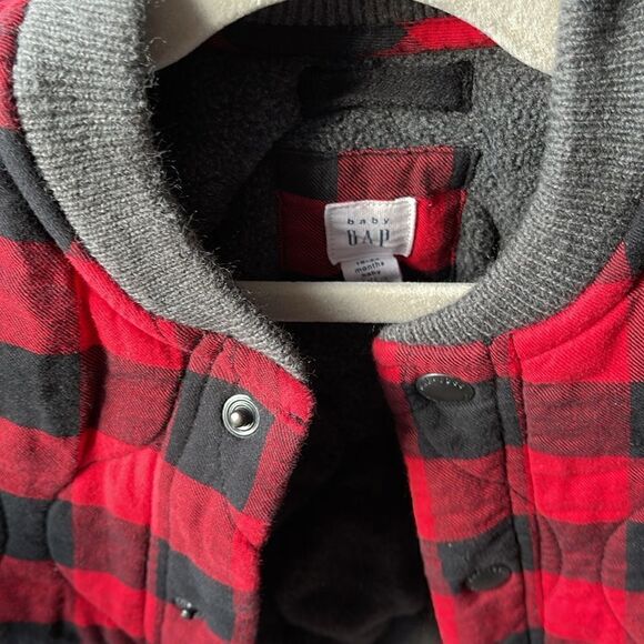 Gap Baby Button Up Plaid Fleece Warm Jacket Size 18-24 - Picture 2 of 5